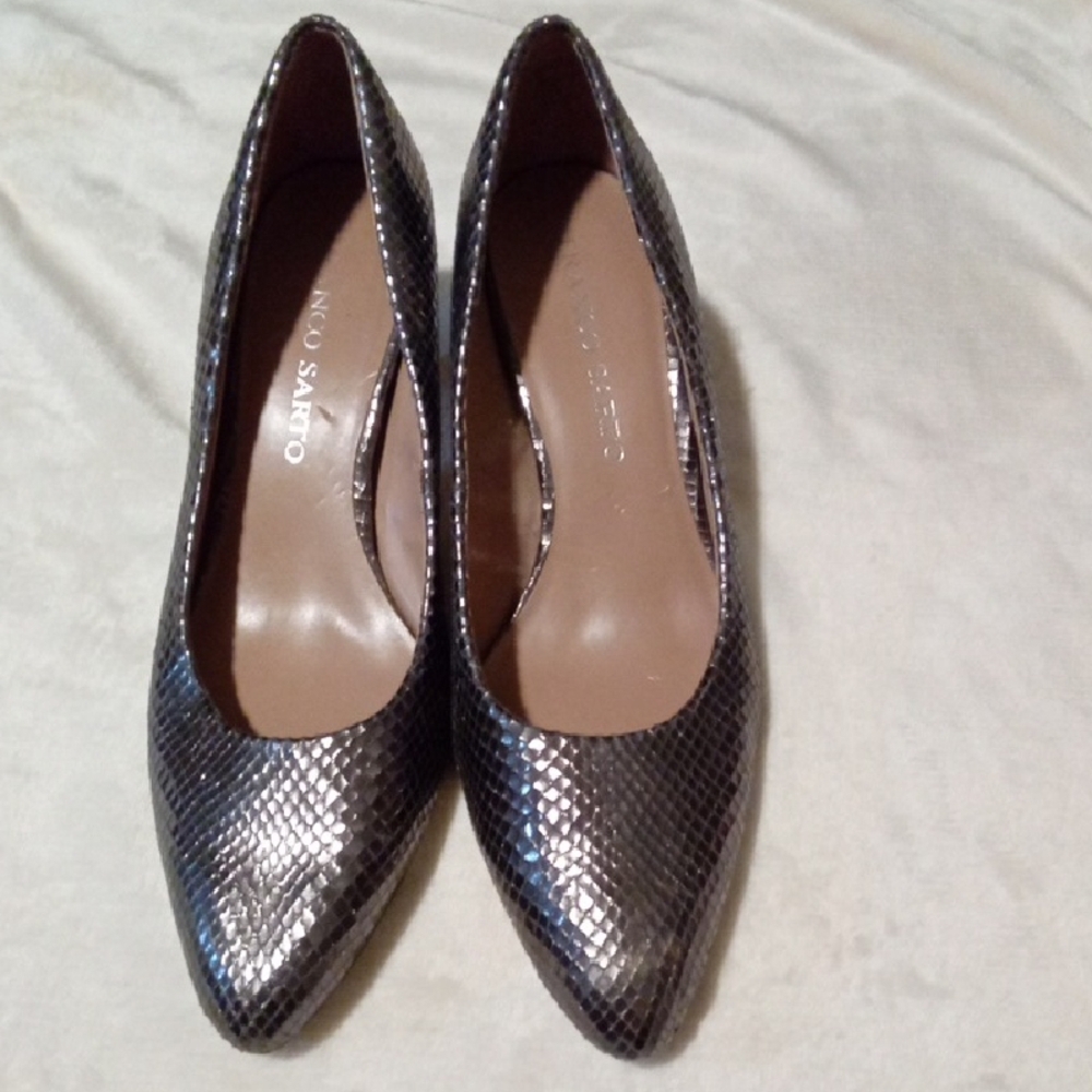 Franco Sarto Metallic Snakeskin Heels